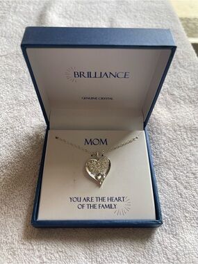 Kohl's Brilliance Silver Heart Mom Pendant Necklace